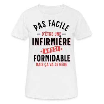 Infirmière Cadeau Rigolo Humour Femme Médecine - T-shirt respirant Femme - blanc - Devant - AI Model Female 172 dark (172cm)