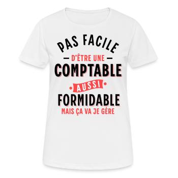 Comptable Cadeau Rigolo Secrétaire Humour Femme - T-shirt respirant Femme - blanc - Devant - AI Model Female 172 dark (172cm)