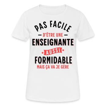 Enseignante Cadeau Professeure Citation Rigolo - T-shirt respirant Femme - blanc - Devant - AI Model Female 172 dark (172cm)