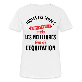 Équitation Cadeau Pour Cavalière Cheval Humour - T-shirt respirant Femme - blanc - Devant - AI Model Female 172 dark (172cm)