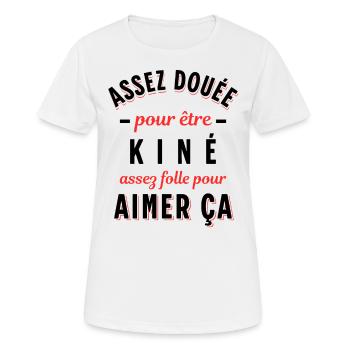 Kiné Cadeau pour Kinésithérapeute Rigolo Humour - T-shirt respirant Femme - blanc - Devant - AI Model Female 172 dark (172cm)