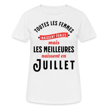 Dicton Anniversaire Juillet Année Naissance Slogan - T-shirt respirant Femme - blanc - Devant - AI Model Female 172 dark (172cm)