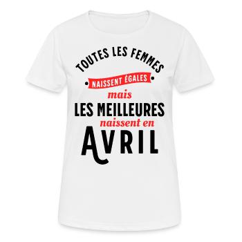 Dicton Anniversaire Avril Année Naissance Slogan - T-shirt respirant Femme - blanc - Devant - AI Model Female 172 dark (172cm)