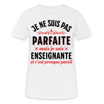 Enseignante Cadeau Professeure Citation Rigolo - T-shirt respirant Femme - blanc - Devant - AI Model Female 172 dark (172cm)