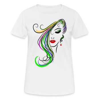 Frau mit buntem Haar - Frauen T-Shirt atmungsaktiv - Weiß - Vorne - AI Model Female 172 dark (172cm)