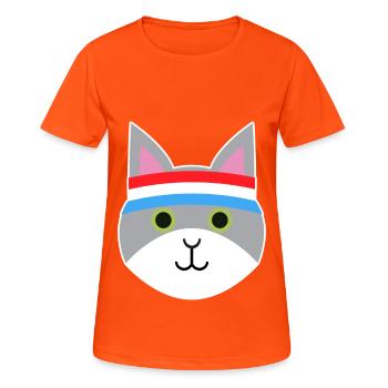 Jogging chat - T-shirt respirant Femme - orange néon - Devant - AI Model Female 172 dark (172cm)