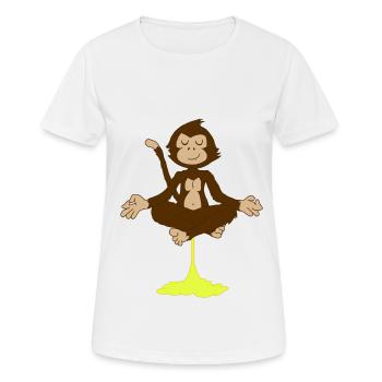 Singe pétant médité. Idée de cadeau pour drôle - T-shirt respirant Femme - blanc - Devant - AI Model Female 172 dark (172cm)