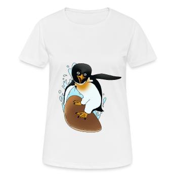Surfer Pinguin Geschenkidee für Pinguine & Skater - Frauen T-Shirt atmungsaktiv - Weiß - Vorne - AI Model Female 172 dark (172cm)