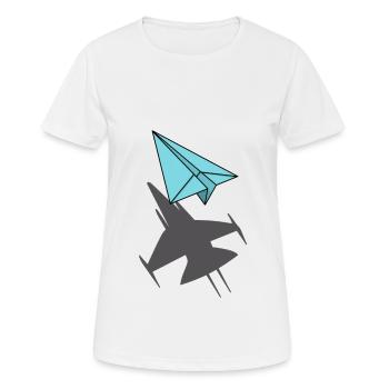 Avion en papier avec pilote cadeau jet shadow - T-shirt respirant Femme - blanc - Devant - AI Model Female 172 dark (172cm)