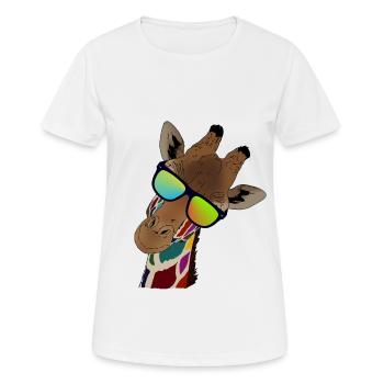 Regenbogen Giraffe mit Sonnebrille Geschenkidee - Frauen T-Shirt atmungsaktiv - Weiß - Vorne - AI Model Female 172 dark (172cm)