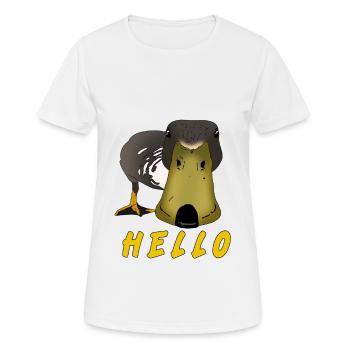 canard drôle dire bonjour idée cadeau poussin - T-shirt respirant Femme - blanc - Devant - AI Model Female 172 dark (172cm)