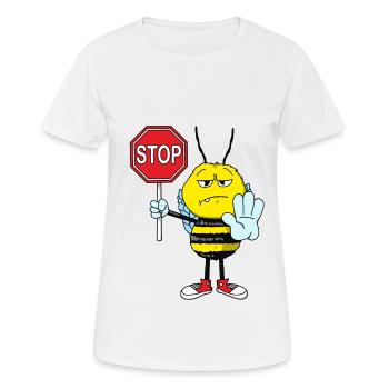 Serious bee with stop sign. Gift idea for bee - Women's Breathable T-Shirt - white - Front - AI Model Female 172 dark (172cm)