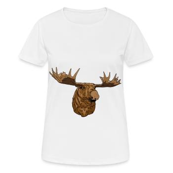 Hell brauner Elch mit kräftigen Geweih Geschenk - Frauen T-Shirt atmungsaktiv - Weiß - Vorne - AI Model Female 172 dark (172cm)