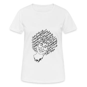 Afro power woman with glasses and curly hair - Women's Breathable T-Shirt - white - Front - AI Model Female 172 dark (172cm)