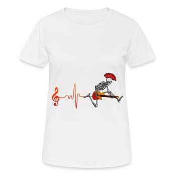 Rockn Roll Note mit Skelett und Gitarre Geschenk - Frauen T-Shirt atmungsaktiv - Weiß - Vorne - AI Model Female 172 dark (172cm)
