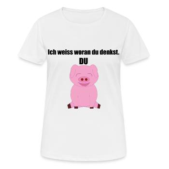 Du Schwein - Frauen T-Shirt atmungsaktiv - Weiß - Vorne - AI Model Female 172 dark (172cm)