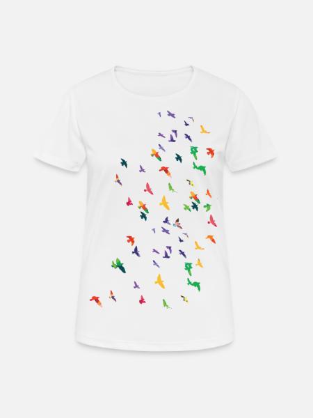 Colorful flying birds - Women's Breathable T-Shirt - white