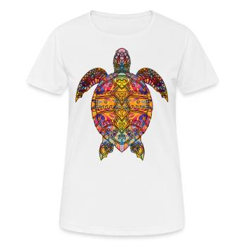 Psychedelic Hippie Sea Turtle design Gift Tribal - Women's Breathable T-Shirt - white - Front - AI Model Female 172 dark (172cm)