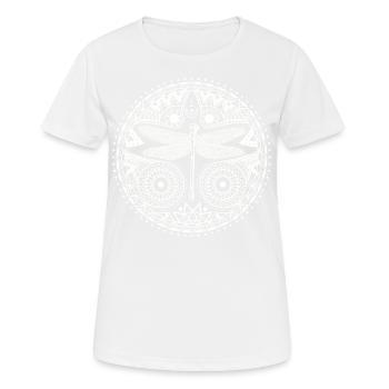 Magischer Mandala-Libellen-Halbmond-Entwurf - Frauen T-Shirt atmungsaktiv - Weiß - Vorne - AI Model Female 172 dark (172cm)
