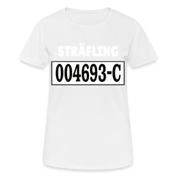 Insasse Häftling Sträfling Gefängnis Knast Outfit - Frauen T-Shirt atmungsaktiv - Weiß - Vorne - AI Model Female 172 dark (172cm)