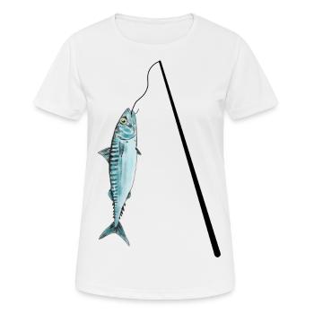 Angeln Makrele Fisch Angelrute Angler Fishing - Frauen T-Shirt atmungsaktiv - Weiß - Vorne - AI Model Female 172 dark (172cm)