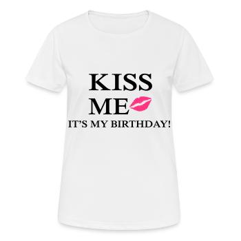 Birthday Kiss - Dame T-shirt svedtransporterende - hvid - Foran - AI Model Female 172 dark (172cm)