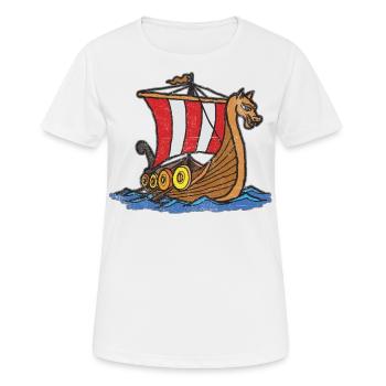 Bateau viking peint à la main bateau - T-shirt respirant Femme - blanc - Devant - AI Model Female 172 dark (172cm)