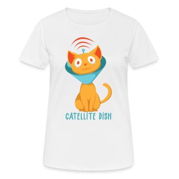 Satellite Cat Catellite TV Étalonnage Satellite - T-shirt respirant Femme - blanc - Devant - AI Model Female 172 dark (172cm)