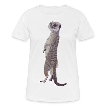 aufrecht stehendes Erdmännchen - Frauen T-Shirt atmungsaktiv - Weiß - Vorne - AI Model Female 172 dark (172cm)