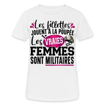 Militaire Armée Métier Fillette Femme Humour - T-shirt respirant Femme - blanc - Devant - AI Model Female 172 dark (172cm)