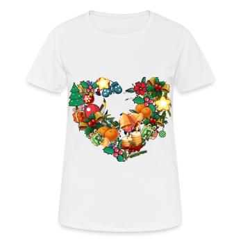 Coeur,Noël,Coeur de l’Avent,Coeur de fleur - T-shirt respirant Femme - blanc - Devant - AI Model Female 172 dark (172cm)