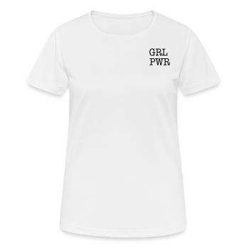 GRLPWR - Frauen T-Shirt atmungsaktiv - Weiß - Vorne - AI Model Female 172 dark (172cm)