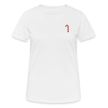 Weihnachten - Zuckerstange - Weihnachtspullover - Frauen T-Shirt atmungsaktiv - Weiß - Vorne - AI Model Female 172 dark (172cm)