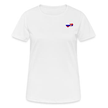 Russie Serbie Drapeau Cœur - T-shirt respirant Femme - blanc - Devant - AI Model Female 172 dark (172cm)