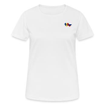 Moldawien Russland Flagge Herz - Frauen T-Shirt atmungsaktiv - Weiß - Vorne - AI Model Female 172 dark (172cm)