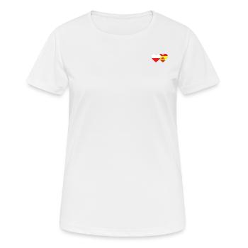 Polen Spanien Flagge Herz - Frauen T-Shirt atmungsaktiv - Weiß - Vorne - AI Model Female 172 dark (172cm)