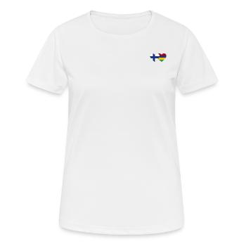 Finland Mauritius Flag Heart - Women's Breathable T-Shirt - white - Front - AI Model Female 172 dark (172cm)