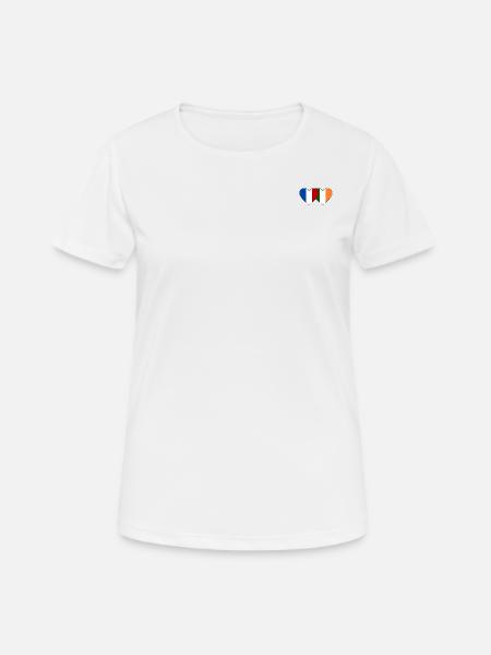 France Irlande Flag Coeur - T-shirt respirant Femme - blanc
