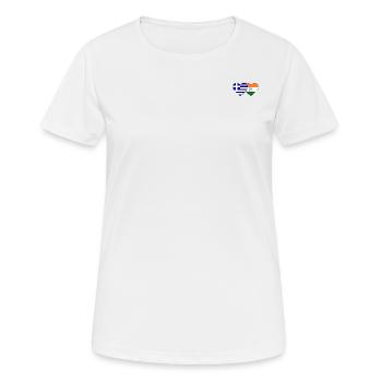 Griechenland Indien Flagge Herz - Frauen T-Shirt atmungsaktiv - Weiß - Vorne - AI Model Female 172 dark (172cm)