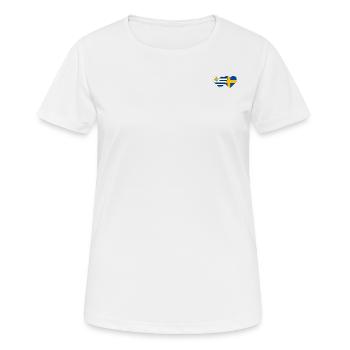 Uruguay Schweden Herz Flagge - Frauen T-Shirt atmungsaktiv - Weiß - Vorne - AI Model Female 172 dark (172cm)
