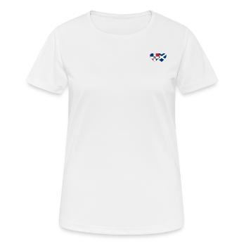 Dominikanische Republik Schottland Flagge Herz - Frauen T-Shirt atmungsaktiv - Weiß - Vorne - AI Model Female 172 dark (172cm)
