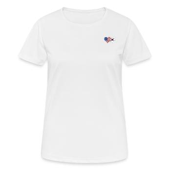 États-Unis, Corée du Sud, Drapeau Coeur - T-shirt respirant Femme - blanc - Devant - AI Model Female 172 dark (172cm)