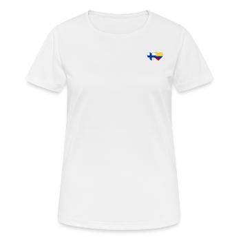 Finlande Colombie Drapeau Coeur - T-shirt respirant Femme - blanc - Devant - AI Model Female 172 dark (172cm)