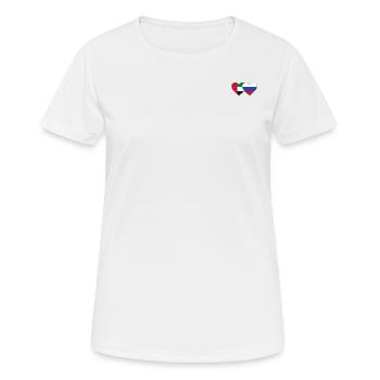 Vereinigte Arabische Emirate Russland Flagge Herz - Frauen T-Shirt atmungsaktiv - Weiß - Vorne - AI Model Female 172 dark (172cm)