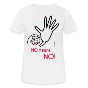 No Means No! (Friendly / 2C) - T-shirt respirant Femme - blanc - Devant - AI Model Female 172 dark (172cm)