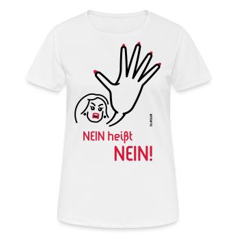 Nein Heißt Nein! (Angry / 2C) - Frauen T-Shirt atmungsaktiv - Weiß - Vorne - AI Model Female 172 dark (172cm)