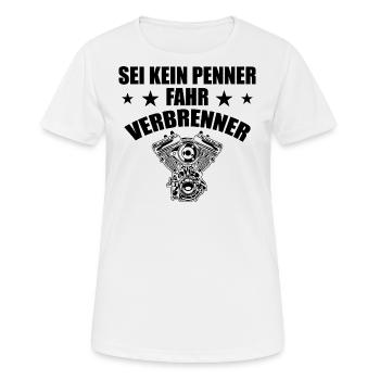 Combustion Engine Car Saying - Women's Breathable T-Shirt - white - Front - AI Model Female 172 dark (172cm)