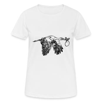 Fliegender Storch Nachwuchs Lieferung - Frauen T-Shirt atmungsaktiv - Weiß - Vorne - AI Model Female 172 dark (172cm)