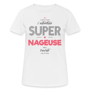 L authentique super nageuse - T-shirt respirant Femme - blanc - Devant - AI Model Female 172 dark (172cm)