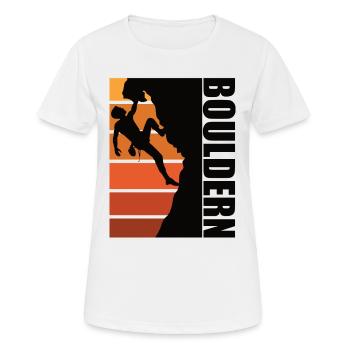 Bouldern - Boulderer - Frauen T-Shirt atmungsaktiv - Weiß - Vorne - AI Model Female 172 dark (172cm)